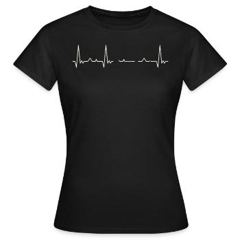 Bigotes de manillar. Corazón. Amor. Ekg. - T-shirt Femme - noir - Devant - AI Model Female 172 dark (172cm)