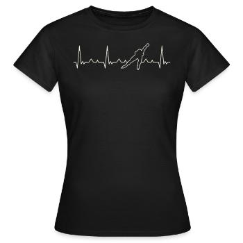 Patinaje de velocidad. Corazón. Amor. Ekg. - T-shirt Femme - noir - Devant - AI Model Female 172 dark (172cm)