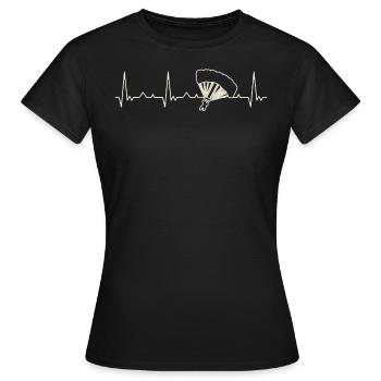 Salto en paracaidas. Corazón. Amor. Ekg. - T-shirt Femme - noir - Devant - AI Model Female 172 dark (172cm)