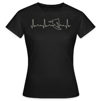 Ola de surf. Corazón. Amor. Ekg. Legumbres. - T-shirt Femme - noir - Devant - AI Model Female 172 dark (172cm)