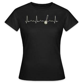 Schneebesen. Herz. Liebe. Ekg. Impuls. Schlagen. - Frauen T-Shirt - Schwarz - Vorne - AI Model Female 172 dark (172cm)