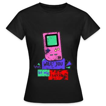 Game Boy 90s Konsole Vintage Retro Distressed - Frauen T-Shirt - Schwarz - Vorne - AI Model Female 172 dark (172cm)