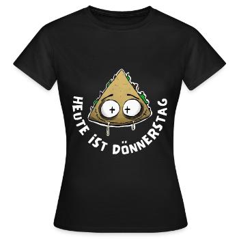 Lustiges Döner Kebab Shirt. Heute ist Dönnerstag - Frauen T-Shirt - Schwarz - Vorne - AI Model Female 172 dark (172cm)
