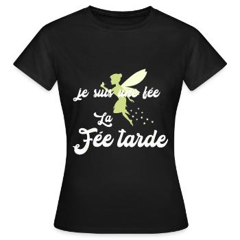 the fairy is delayed - Women's T-Shirt - black - Front - AI Model Female 172 dark (172cm)