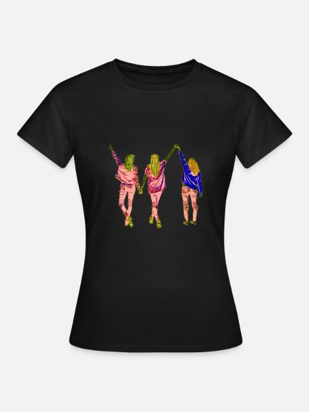Design drei Freundinnen im Popart-Stil - Frauen T-Shirt - Schwarz
