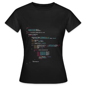 Coding Funny code saying gift programmer - Women's T-Shirt - black - Front - AI Model Female 172 dark (172cm)