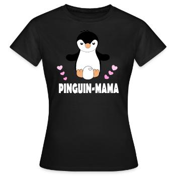 Pinguin Mama - Frauen T-Shirt - Schwarz - Vorne - AI Model Female 172 dark (172cm)