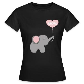 Elephant with Heart MOM - Women's T-Shirt - black - Front - AI Model Female 172 dark (172cm)
