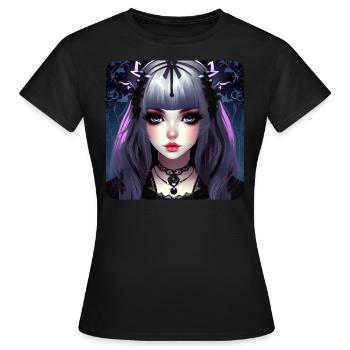 Mignonne fille d’anime gothique - T-shirt Femme - noir - Devant - AI Model Female 172 dark (172cm)