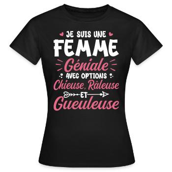 Chieuse gueuleuse grouch humorous femme géniale - Women's T-Shirt - black - Front - AI Model Female 172 dark (172cm)