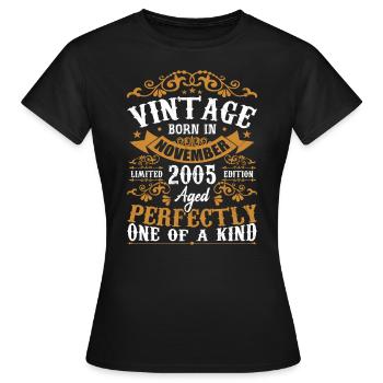 Vintage November 2005 Anniversary November 2005 - Women's T-Shirt - black - Front - AI Model Female 172 dark (172cm)
