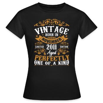 Vintage November 2011 Anniversary November 2011 - Women's T-Shirt - black - Front - AI Model Female 172 dark (172cm)