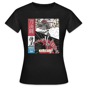 Meisterschwertkämpfer Katana vs Schusswaffe - Frauen T-Shirt - Schwarz - Vorne - AI Model Female 172 dark (172cm)