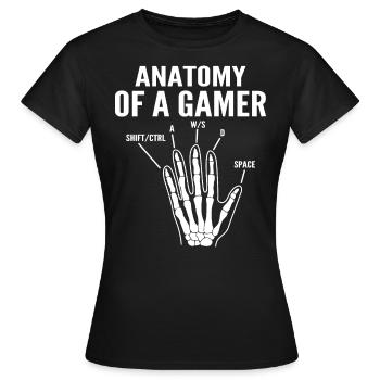 Anatomie eines Gamers - Frauen T-Shirt - Schwarz - Vorne - AI Model Female 172 dark (172cm)