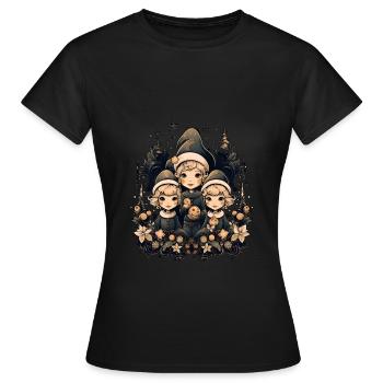 Weihnachtsmann, Ugly Christmas, Elfen - Frauen T-Shirt - Schwarz - Vorne - AI Model Female 172 dark (172cm)