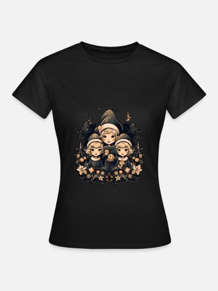 Weihnachtsmann, Ugly Christmas, Elfen - Frauen T-Shirt - Schwarz