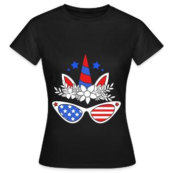 Vierter Juli Nationalfarben Nationalfeiertag USA - Frauen T-Shirt - Schwarz - Vorne - AI Model Female 172 dark (172cm)