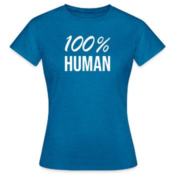 100% humain - T-shirt Femme - bleu saphir antique chiné - Devant - AI Model Female 172 dark (172cm)