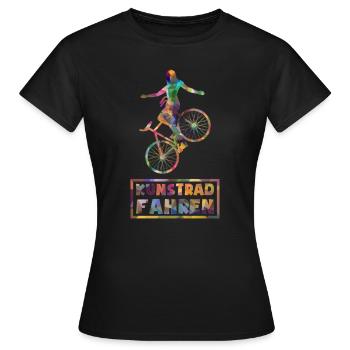 Kunstradfahren - Low Poly - Bunt - Frauen T-Shirt - Schwarz - Vorne - AI Model Female 172 dark (172cm)
