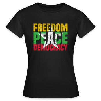 Freedom - Peace - Democracy for Myanmar - Women's T-Shirt - black - Front - AI Model Female 172 dark (172cm)