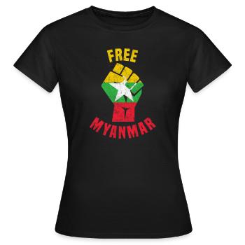 Myanmar - Fist - Free Myanmar - T-shirt Femme - noir - Devant - AI Model Female 172 dark (172cm)