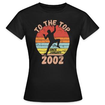 Anniversaire Escalade Bouldering depuis janvier 2002 - T-shirt Femme - noir - Devant - AI Model Female 172 dark (172cm)