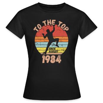 Birthday Climbing Bouldering since August 1984 - Women's T-Shirt - black - Front - AI Model Female 172 dark (172cm)