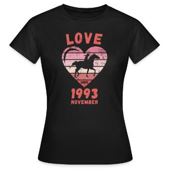 Love Horse Riding Birthday Novembre 1993 - T-shirt Femme - noir - Devant - AI Model Female 172 dark (172cm)