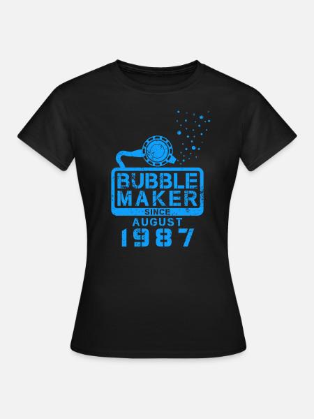 Taucher Geburtstag Bubblemaker seit August 1987 - Frauen T-Shirt - Schwarz