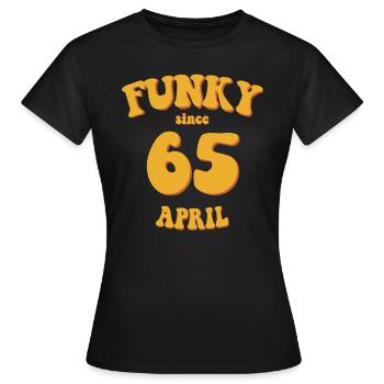Funky Geburtstag: April 1965 - Flower Power - Frauen T-Shirt - Schwarz - Vorne - AI Model Female 172 dark (172cm)