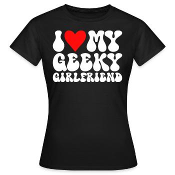 J'aime Ma Petite Amie Geek J'Adore Ma Copine Geek - T-shirt Femme - noir - Devant - AI Model Female 172 dark (172cm)