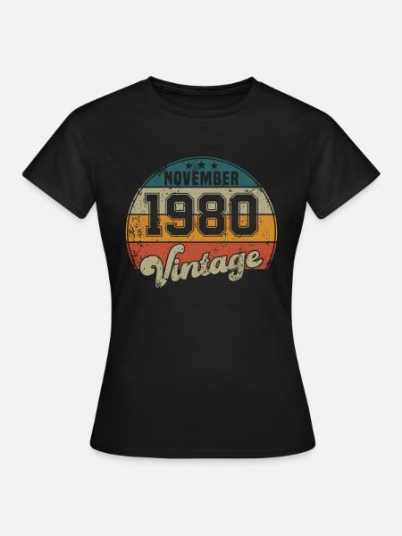 Vintage Geburtstag - November 1980 - Geschenkidee - Frauen T-Shirt - Schwarz