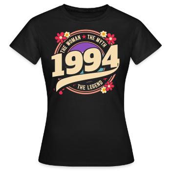 Year 1994 The Legend 30 Years Anniversary - Women's T-Shirt - black - Front - AI Model Female 172 dark (172cm)