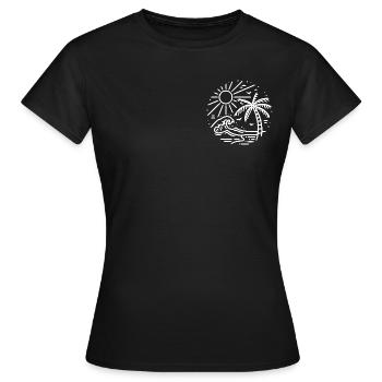 Strand mit Meer Motiv Geschenk Idee weiß - Frauen T-Shirt - Schwarz - Vorne - AI Model Female 172 dark (172cm)