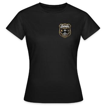 JGA Shirt Polizei Abzeichen: Groom Squad Design - Frauen T-Shirt - Schwarz - Vorne - AI Model Female 172 dark (172cm)