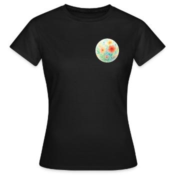 Fleurs Aquarelle Pastel Cercle - T-shirt Femme - noir - Devant - AI Model Female 172 dark (172cm)