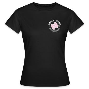 Bandade-Brigade Kleine Taten. Großes Herz. Druck auf der Brust - Frauen T-Shirt - Schwarz - Vorne - AI Model Female 172 dark (172cm)