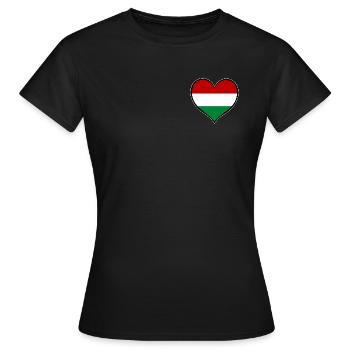Hungary Heart Flag - Women's T-Shirt - black - Front - AI Model Female 172 dark (172cm)