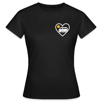 Vanlife Heart Van Travel Road Adventure - T-shirt Femme - noir - Devant - AI Model Female 172 dark (172cm)