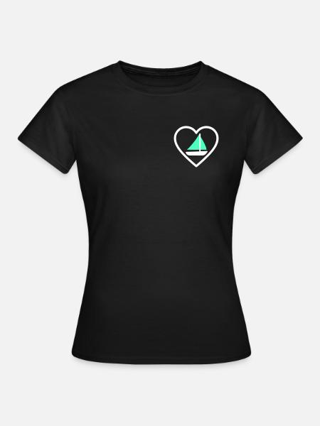 Heart Sailing – Design von Bootsliebhabern - Frauen T-Shirt - Schwarz