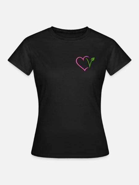 Vegan Herz - Frauen T-Shirt - Schwarz
