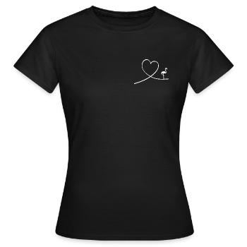 Cœur de flamant rose amour oiseau d’eau romance affection - T-shirt Femme - noir - Devant - AI Model Female 172 dark (172cm)