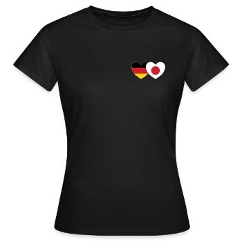 Deutschland Japan Flagge Herz - Frauen T-Shirt - Schwarz - Vorne - AI Model Female 172 dark (172cm)