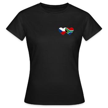 Tschechien Südafrika Flagge Herz - Frauen T-Shirt - Schwarz - Vorne - AI Model Female 172 dark (172cm)