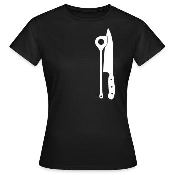 Cuillère en bois et le couteau - T-shirt Femme - noir - Devant - AI Model Female 172 dark (172cm)