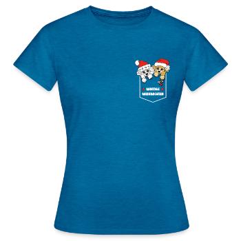 weihnachtliches Pudelmotiv - Taschenhocker Pudel - Frauen T-Shirt - Antikblaues Saphir meliert - Vorne - AI Model Female 172 dark (172cm)