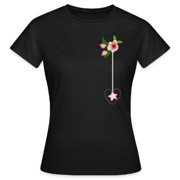 Composition florale - T-shirt Femme - noir - Devant - AI Model Female 172 dark (172cm)