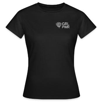 Power woman Girl Power Minimalist saying - Women's T-Shirt - black - Front - AI Model Female 172 dark (172cm)