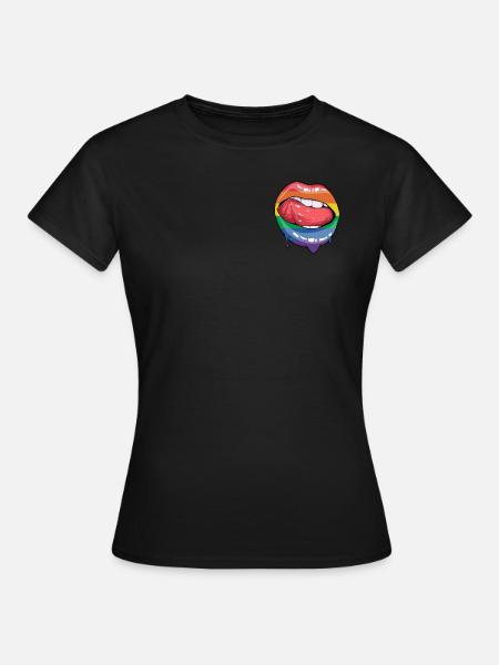 Coloré Kiss Mouth Rainbow Gay Lesbienne LGBT - T-shirt Femme - noir