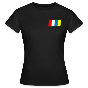Le carnaval rayé rencontre la disposition ensoleillée - T-shirt Femme - noir - Devant - AI Model Female 172 dark (172cm)
